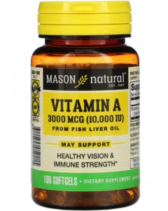 Vitamin A 3,000 mcg (10,000 IU) From Fish Liver Oil